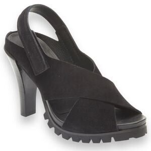 Pedro Garcia NWOB Yuval Slingback Suede Sandal Black Castoro Size 41.5 US 11.5